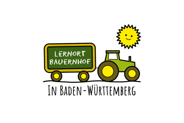 Logo mit Traktor und Kuh für das Bildungsprojekt Lernort Bauernhof.