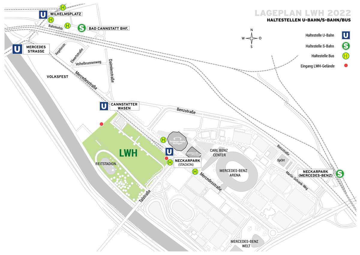 Lageplan LWH 2022 - Haltestellen U-Bahn / S-Bahn / Bus